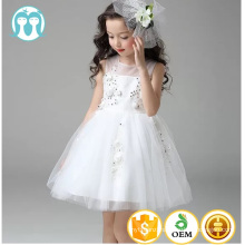 2017 wholesalers kid girls frock net yarn wedding dress with sequins handmade flowers child garment factory online shop in china